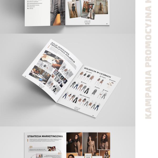 Projekt graficzny oraz skład broszury kolekcji ubrań Julii Wieniawy 